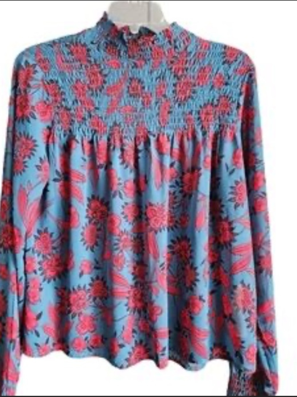 Abercrombie &Fitch -floral sheer mock neck , long sleeve blouse